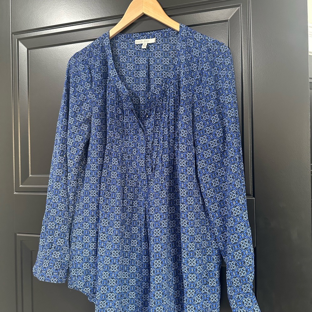 Elegant Blue Floral Women's Blouse